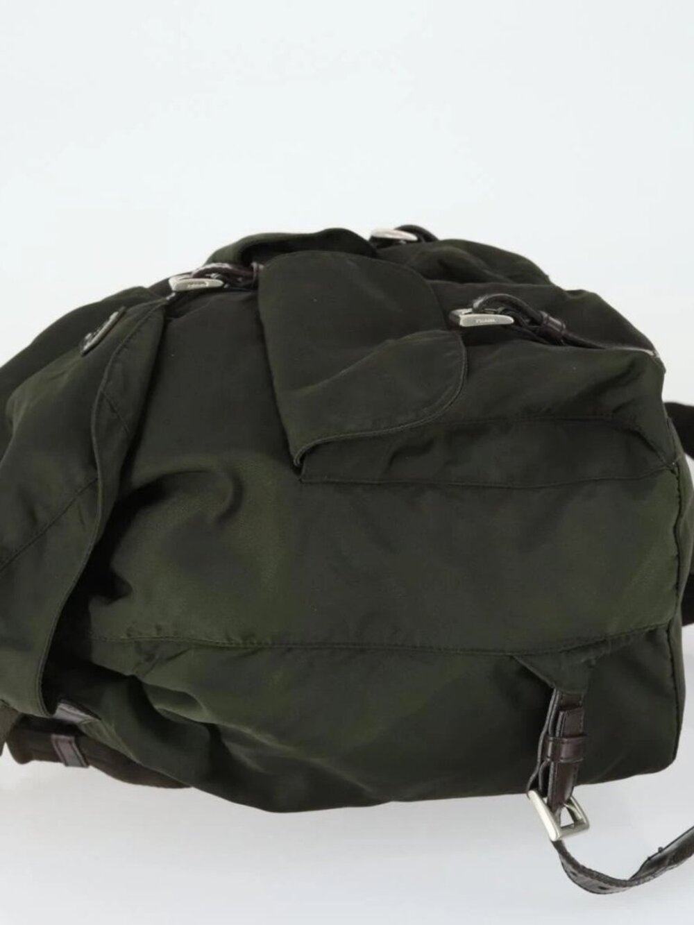 PRADA Backpack Nylon Khaki Silver Auth 165432 - Picture 6 of 16